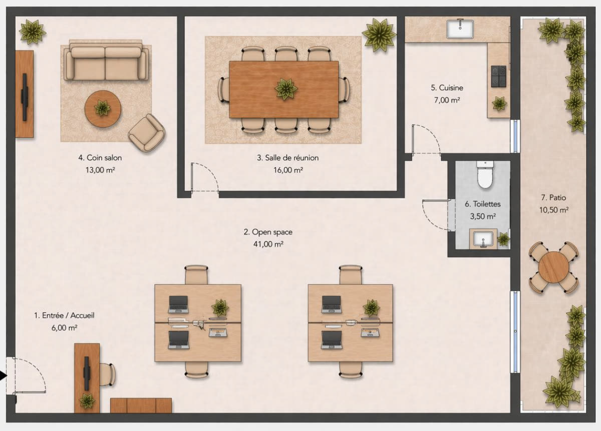 Ground-floor commercial space — 107 m² floor plan